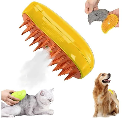Cepillo Pro-Masaje 3 en 1: Baño a Vapor para Gatos y Perros